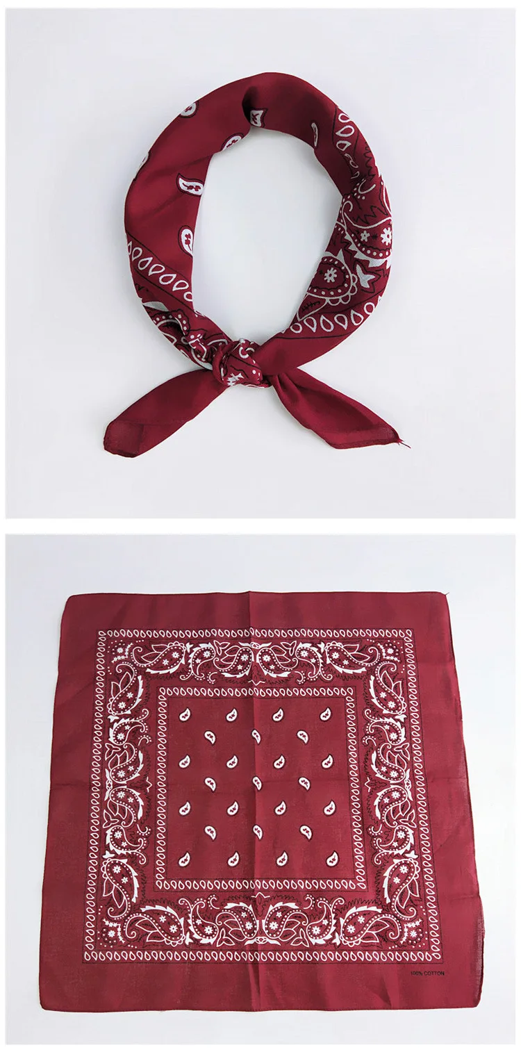 55cm*55cm Fashion Cotton Hip Hop Head Scarf Paisley Square Scarves Headwear Bandanna Hair Band Neck Wrist Wrap Band Accessories