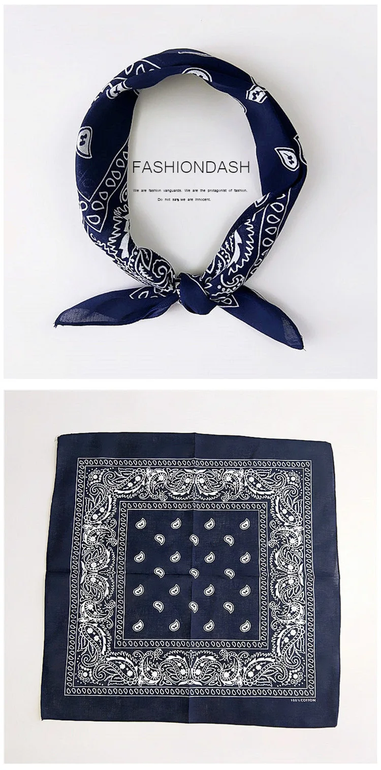 55cm*55cm Fashion Cotton Hip Hop Head Scarf Paisley Square Scarves Headwear Bandanna Hair Band Neck Wrist Wrap Band Accessories