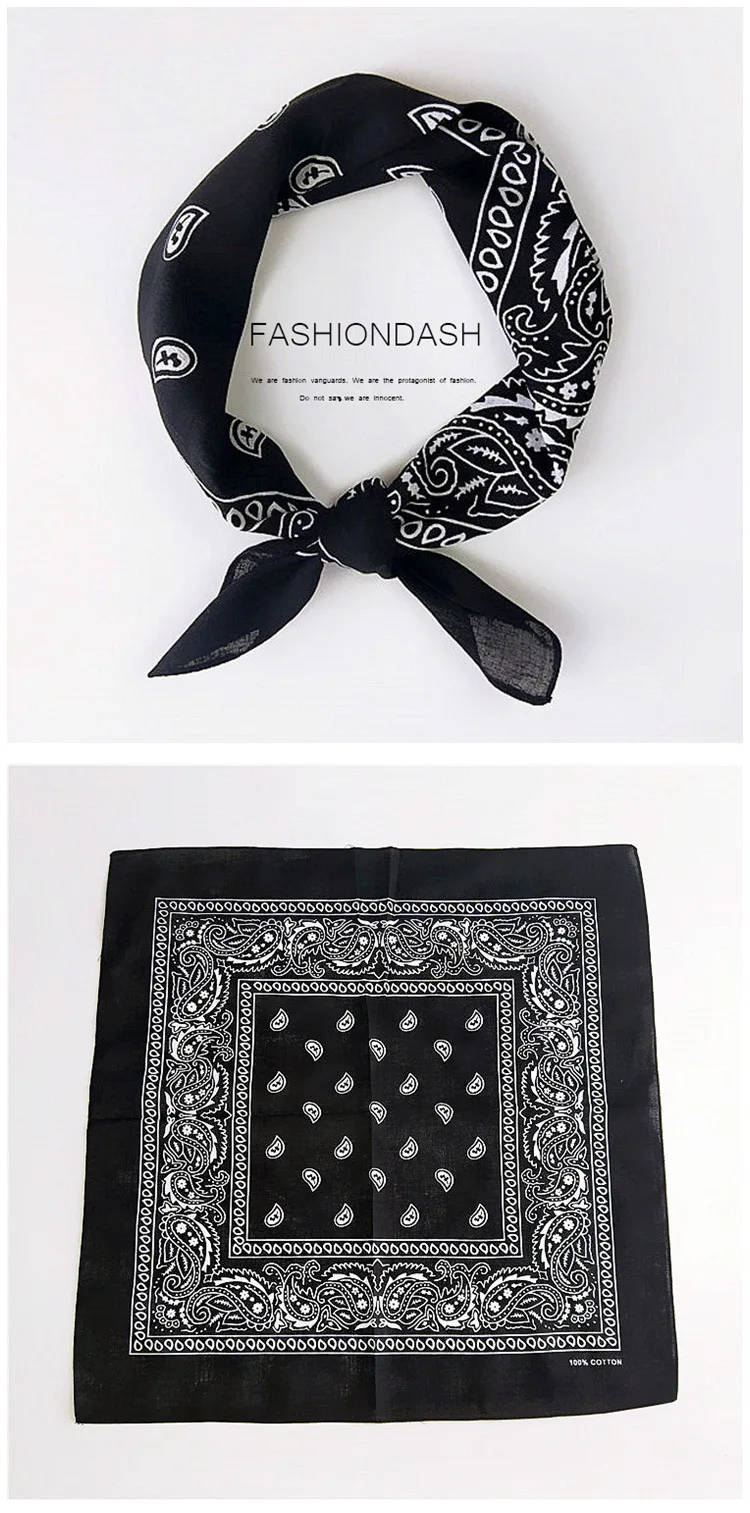 55cm*55cm Fashion Cotton Hip Hop Head Scarf Paisley Square Scarves Headwear Bandanna Hair Band Neck Wrist Wrap Band Accessories