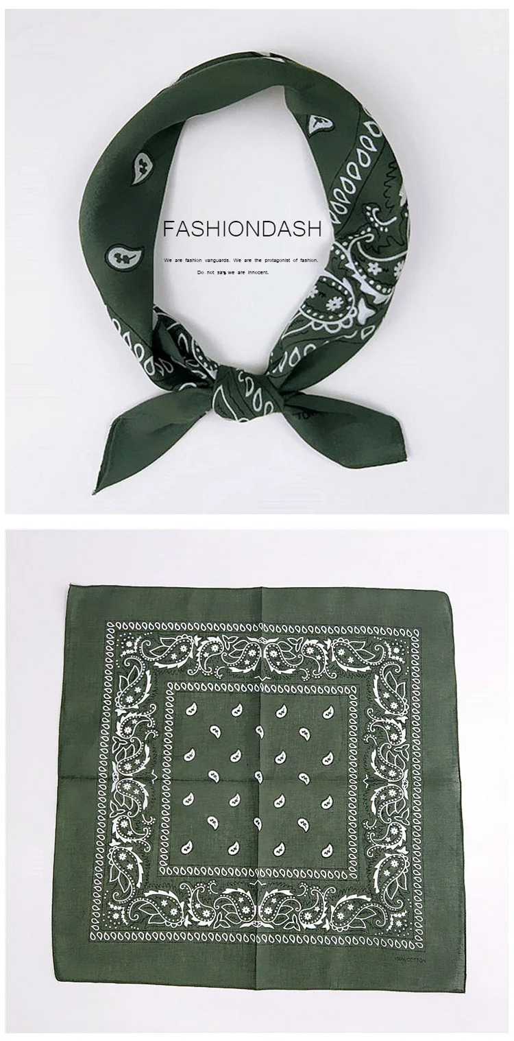 55cm*55cm Fashion Cotton Hip Hop Head Scarf Paisley Square Scarves Headwear Bandanna Hair Band Neck Wrist Wrap Band Accessories