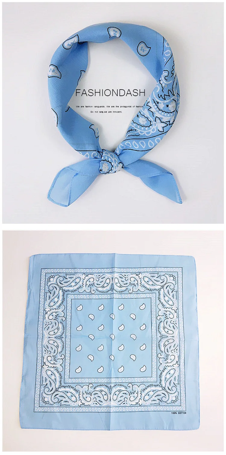 55cm*55cm Fashion Cotton Hip Hop Head Scarf Paisley Square Scarves Headwear Bandanna Hair Band Neck Wrist Wrap Band Accessories