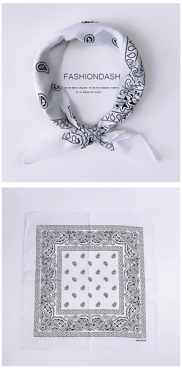 55cm*55cm Fashion Cotton Hip Hop Head Scarf Paisley Square Scarves Headwear Bandanna Hair Band Neck Wrist Wrap Band Accessories