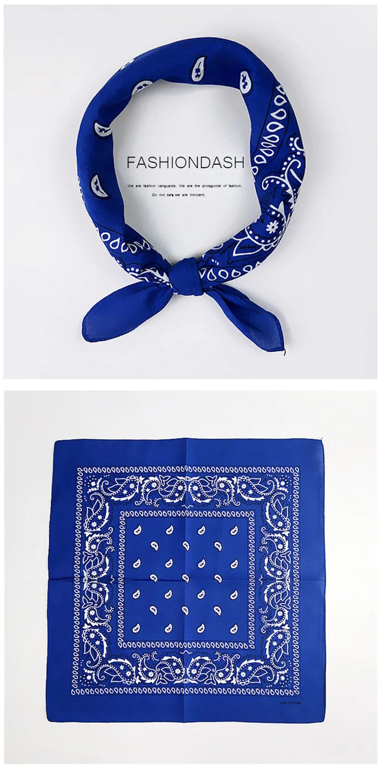 55cm*55cm Fashion Cotton Hip Hop Head Scarf Paisley Square Scarves Headwear Bandanna Hair Band Neck Wrist Wrap Band Accessories