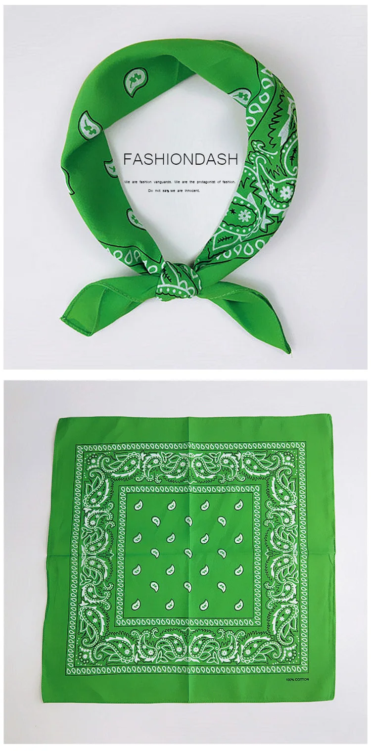 55cm*55cm Fashion Cotton Hip Hop Head Scarf Paisley Square Scarves Headwear Bandanna Hair Band Neck Wrist Wrap Band Accessories