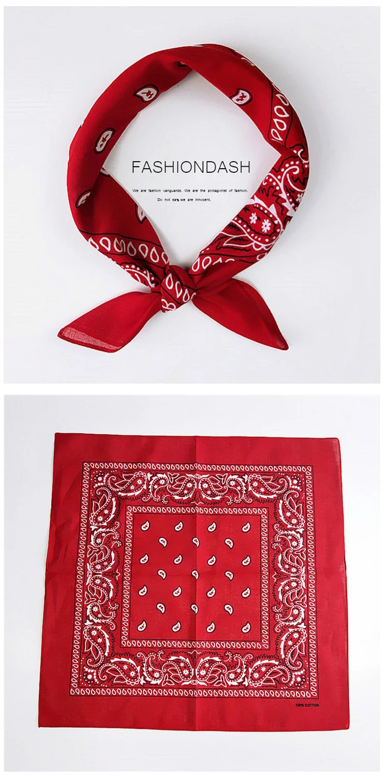 55cm*55cm Fashion Cotton Hip Hop Head Scarf Paisley Square Scarves Headwear Bandanna Hair Band Neck Wrist Wrap Band Accessories