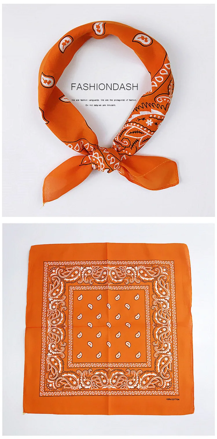 55cm*55cm Fashion Cotton Hip Hop Head Scarf Paisley Square Scarves Headwear Bandanna Hair Band Neck Wrist Wrap Band Accessories