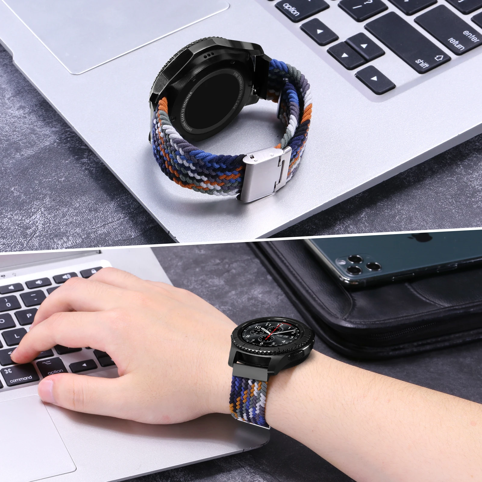 20mm 22mm Nylon Loop Strap for Samsung Galaxy Watch 7 6 5 4 40/44mm Adjustable Elastic Strap for Huawei GT5 GT4 3/4Pro Wristband