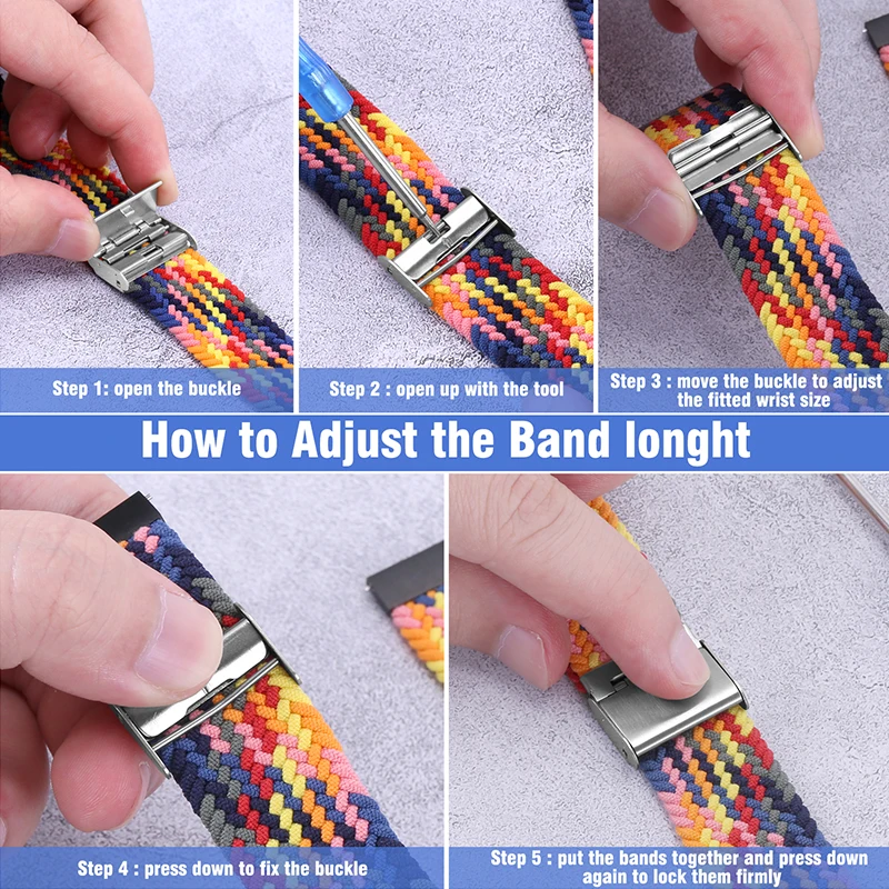 20mm 22mm Nylon Loop Strap for Samsung Galaxy Watch 7 6 5 4 40/44mm Adjustable Elastic Strap for Huawei GT5 GT4 3/4Pro Wristband