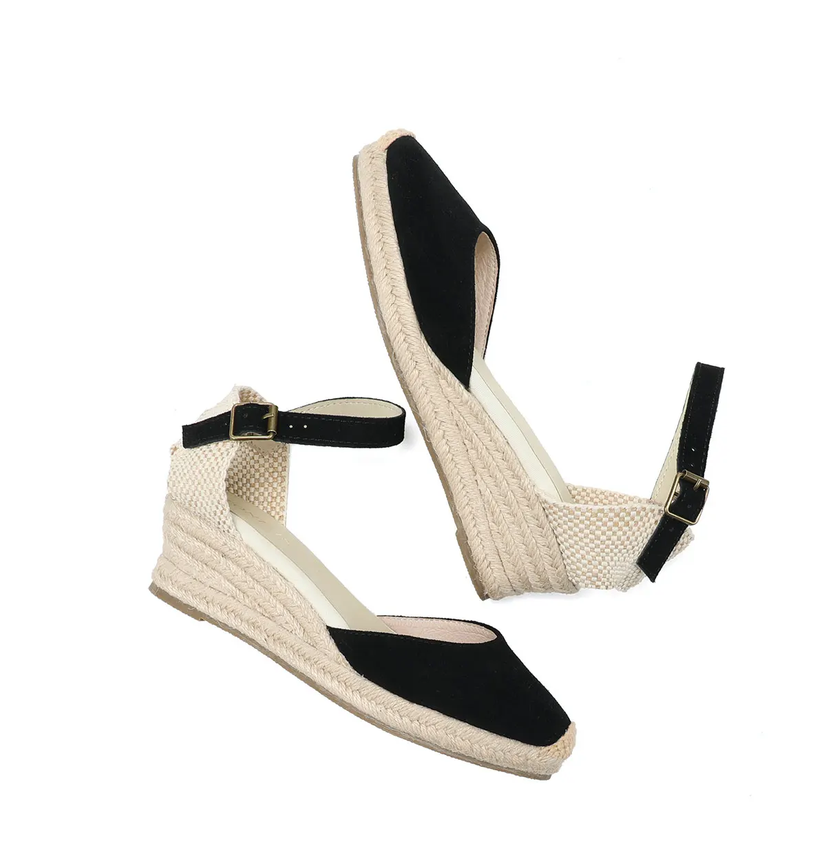 Espadrilles Wedge Flatform Women's Sandals Genuine Cow Suede Leather Sandals