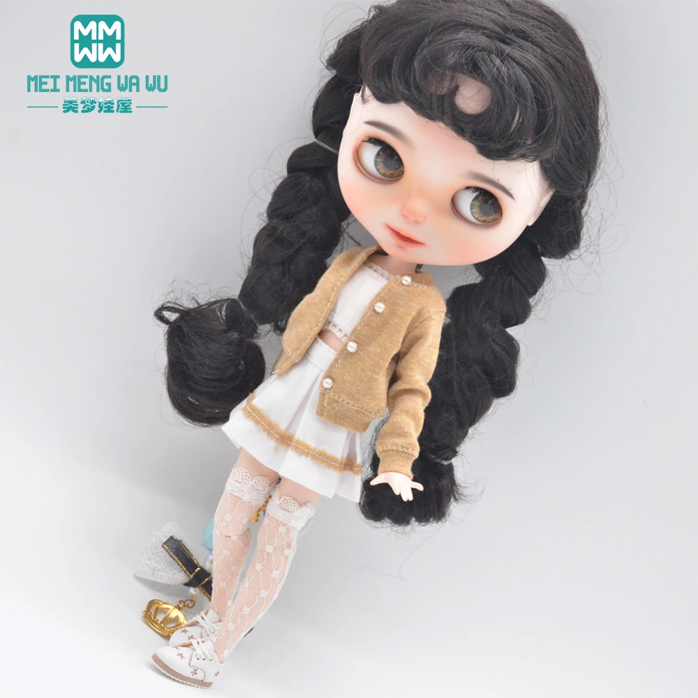 Blyth Doll Clothes Fashion Three-piece Purple Wool Cardigan for Toys Azone OB23 OB24 Doll Accessories