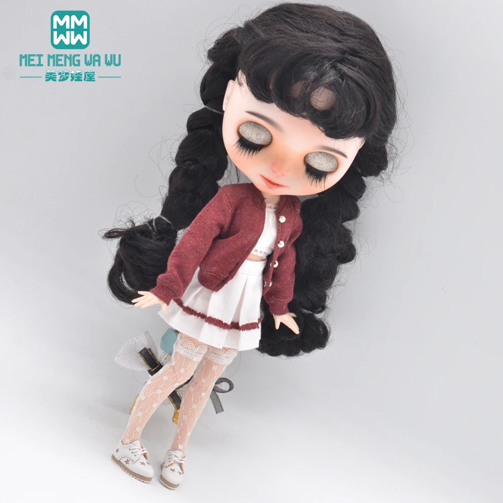 Blyth Doll Clothes Fashion Three-piece Purple Wool Cardigan for Toys Azone OB23 OB24 Doll Accessories