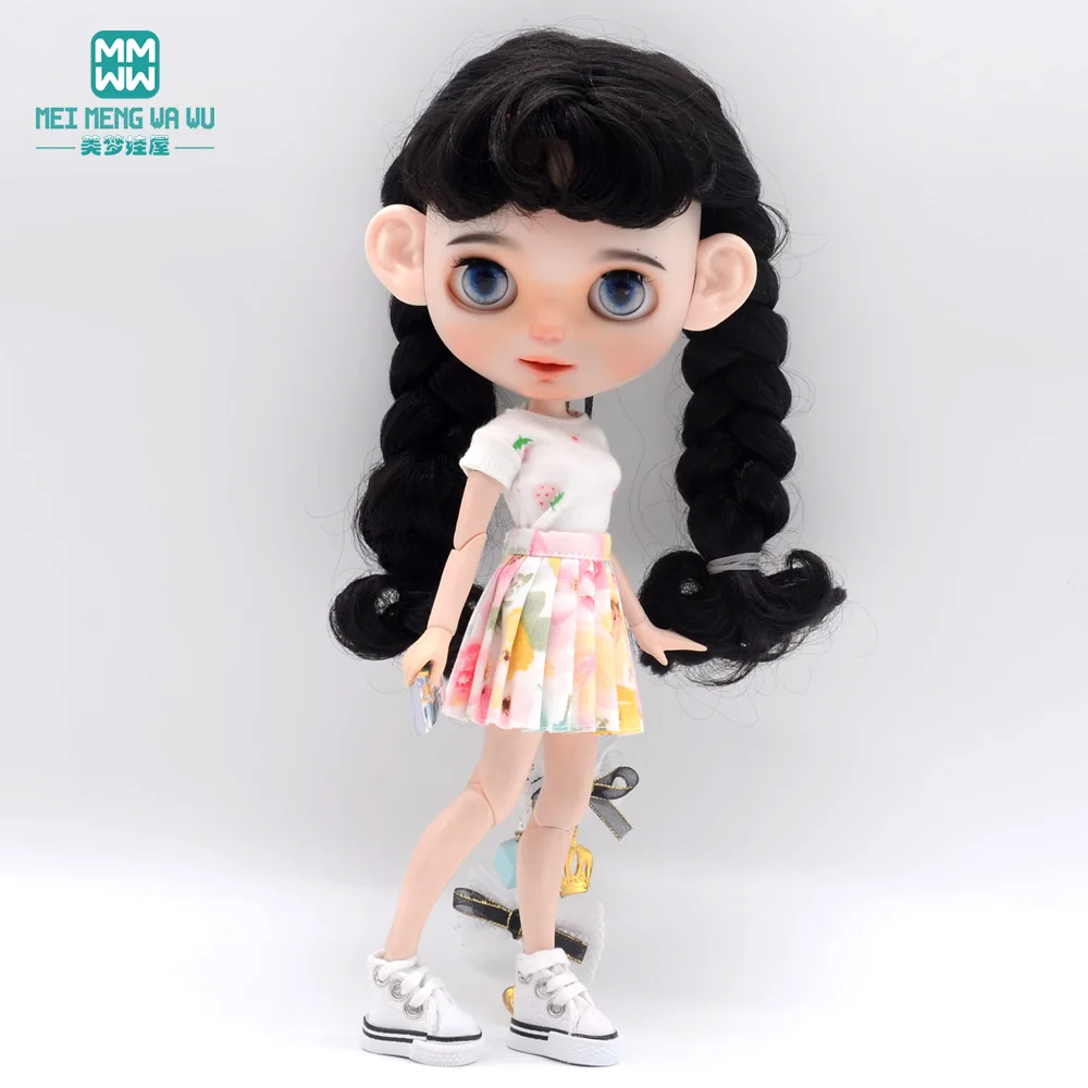 Blyth Doll Clothes Fashion Three-piece Purple Wool Cardigan for Toys Azone OB23 OB24 Doll Accessories