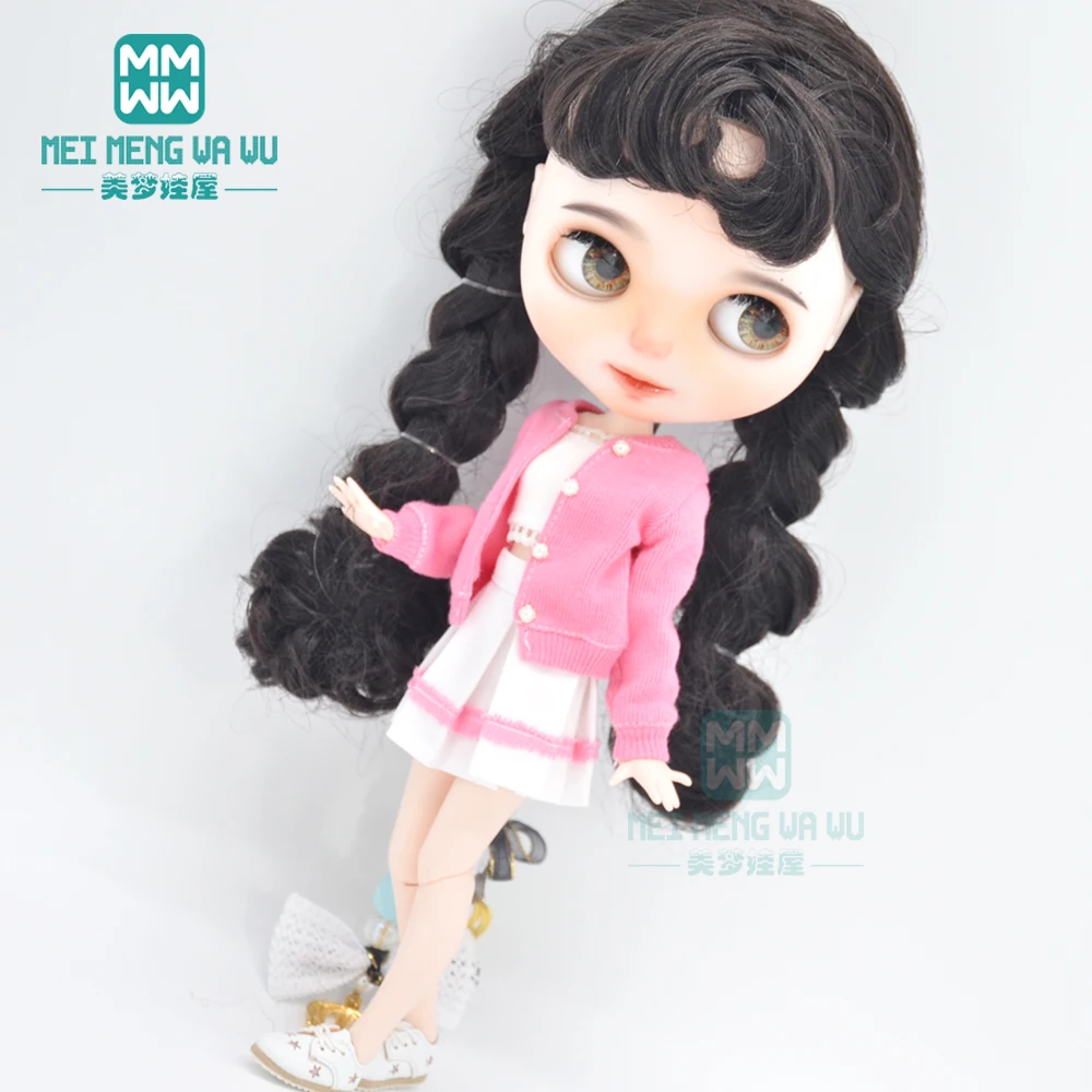 Blyth Doll Clothes Fashion Three-piece Purple Wool Cardigan for Toys Azone OB23 OB24 Doll Accessories