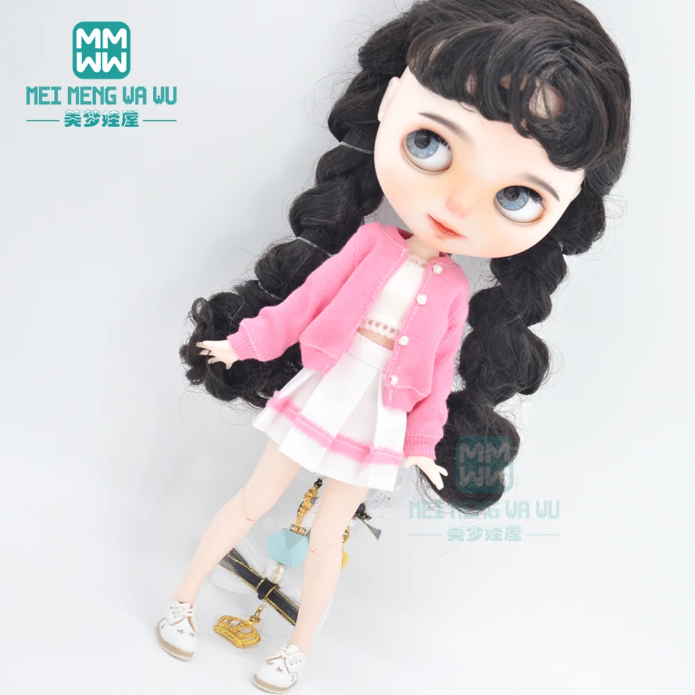 Blyth Doll Clothes Fashion Three-piece Purple Wool Cardigan for Toys Azone OB23 OB24 Doll Accessories