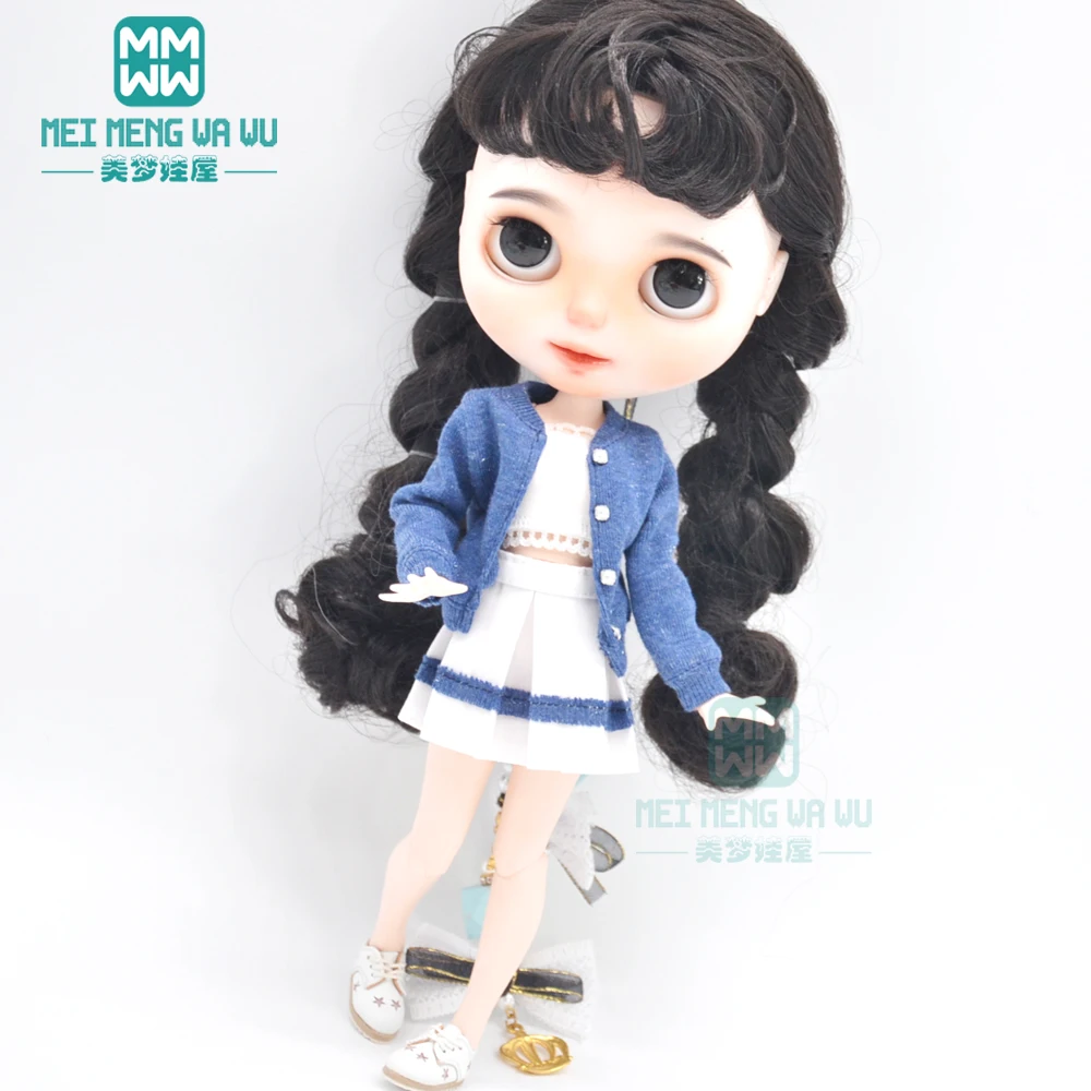Blyth Doll Clothes Fashion Three-piece Purple Wool Cardigan for Toys Azone OB23 OB24 Doll Accessories
