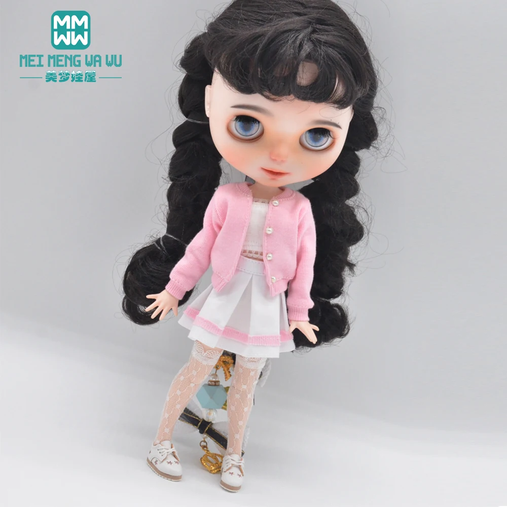 Blyth Doll Clothes Fashion Three-piece Purple Wool Cardigan for Toys Azone OB23 OB24 Doll Accessories