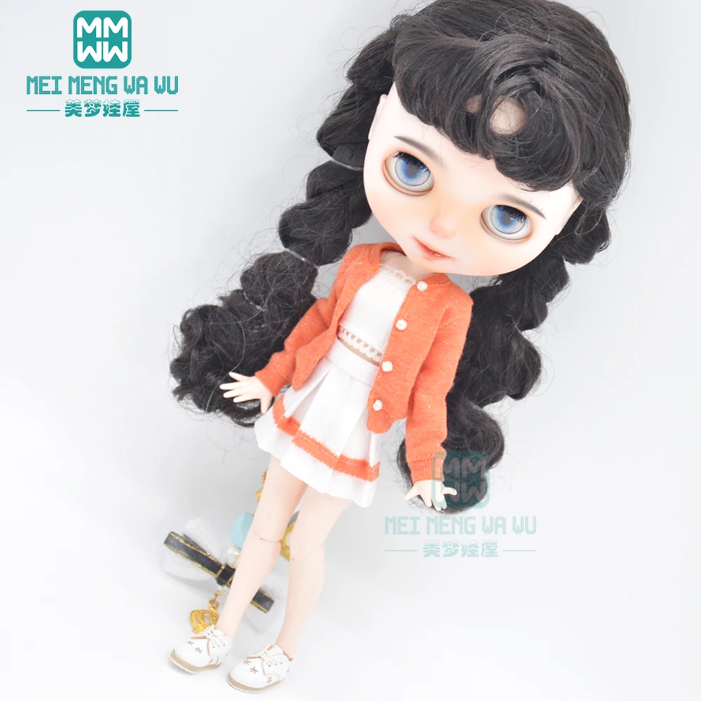 Blyth Doll Clothes Fashion Three-piece Purple Wool Cardigan for Toys Azone OB23 OB24 Doll Accessories
