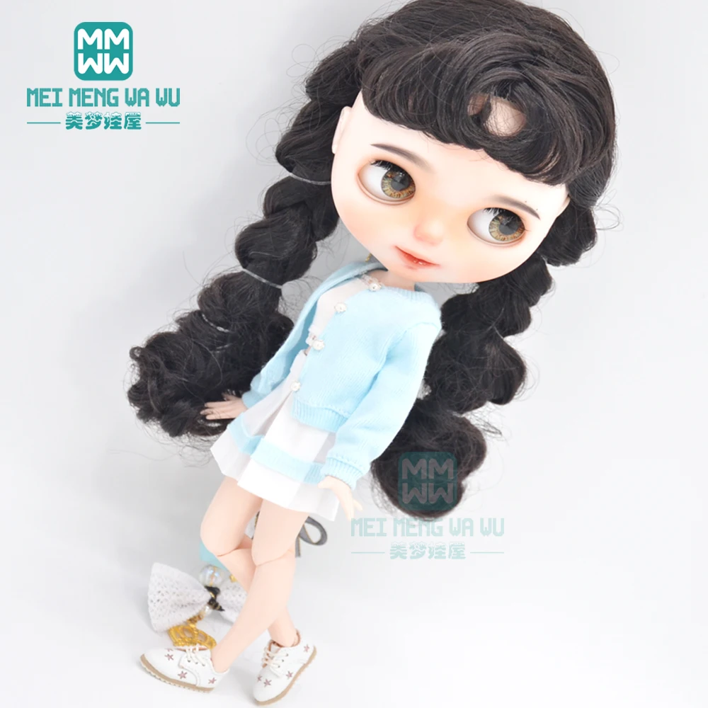 Blyth Doll Clothes Fashion Three-piece Purple Wool Cardigan for Toys Azone OB23 OB24 Doll Accessories