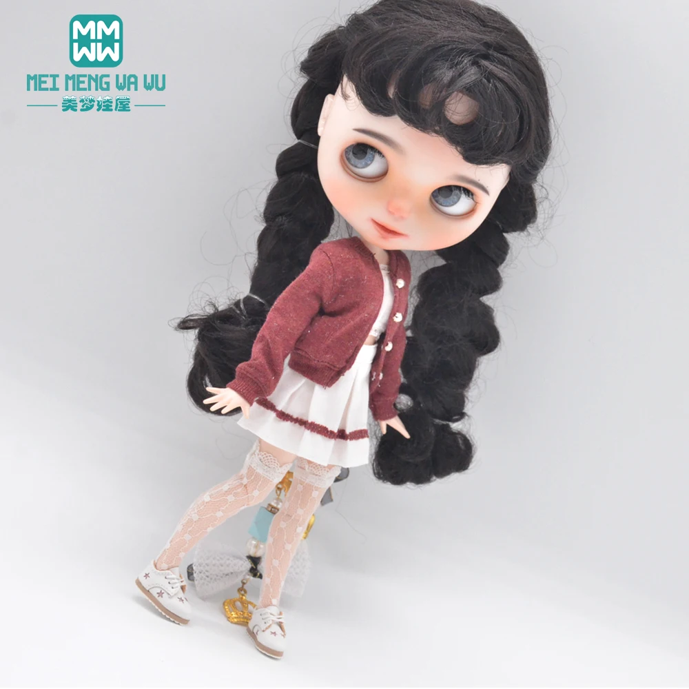 Blyth Doll Clothes Fashion Three-piece Purple Wool Cardigan for Toys Azone OB23 OB24 Doll Accessories