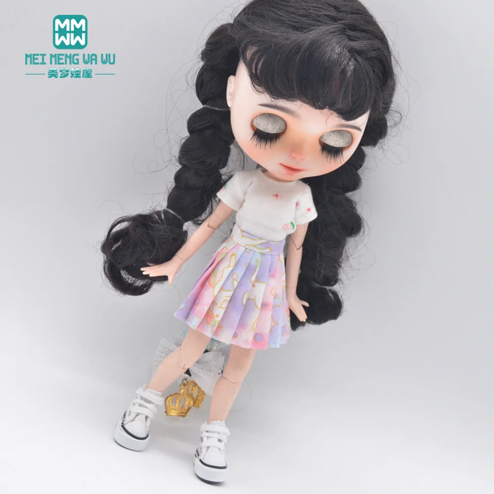 Blyth Doll Clothes Fashion Three-piece Purple Wool Cardigan for Toys Azone OB23 OB24 Doll Accessories