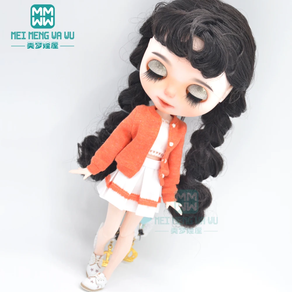 Blyth Doll Clothes Fashion Three-piece Purple Wool Cardigan for Toys Azone OB23 OB24 Doll Accessories