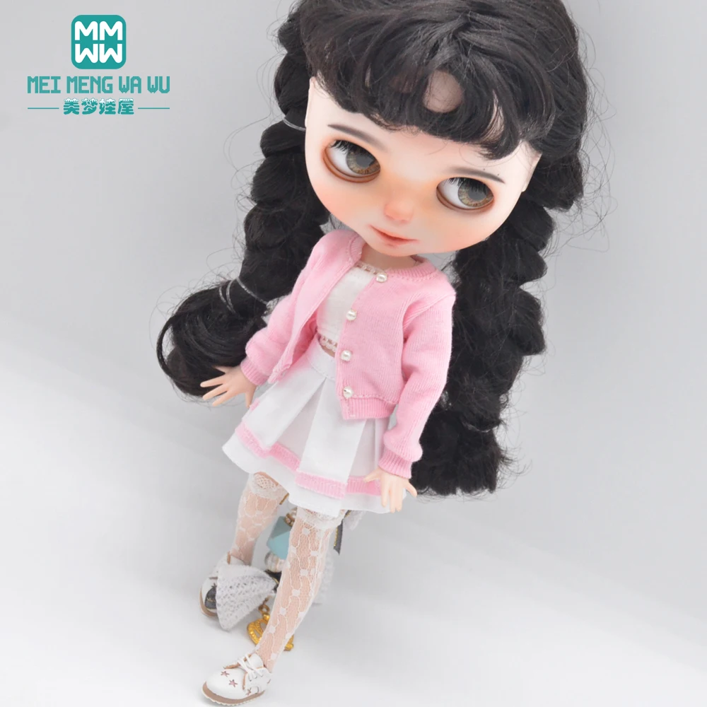 Blyth Doll Clothes Fashion Three-piece Purple Wool Cardigan for Toys Azone OB23 OB24 Doll Accessories