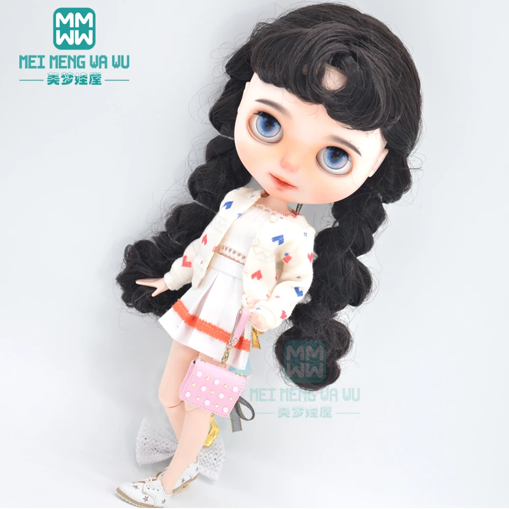Blyth Doll Clothes Fashion Three-piece Purple Wool Cardigan for Toys Azone OB23 OB24 Doll Accessories