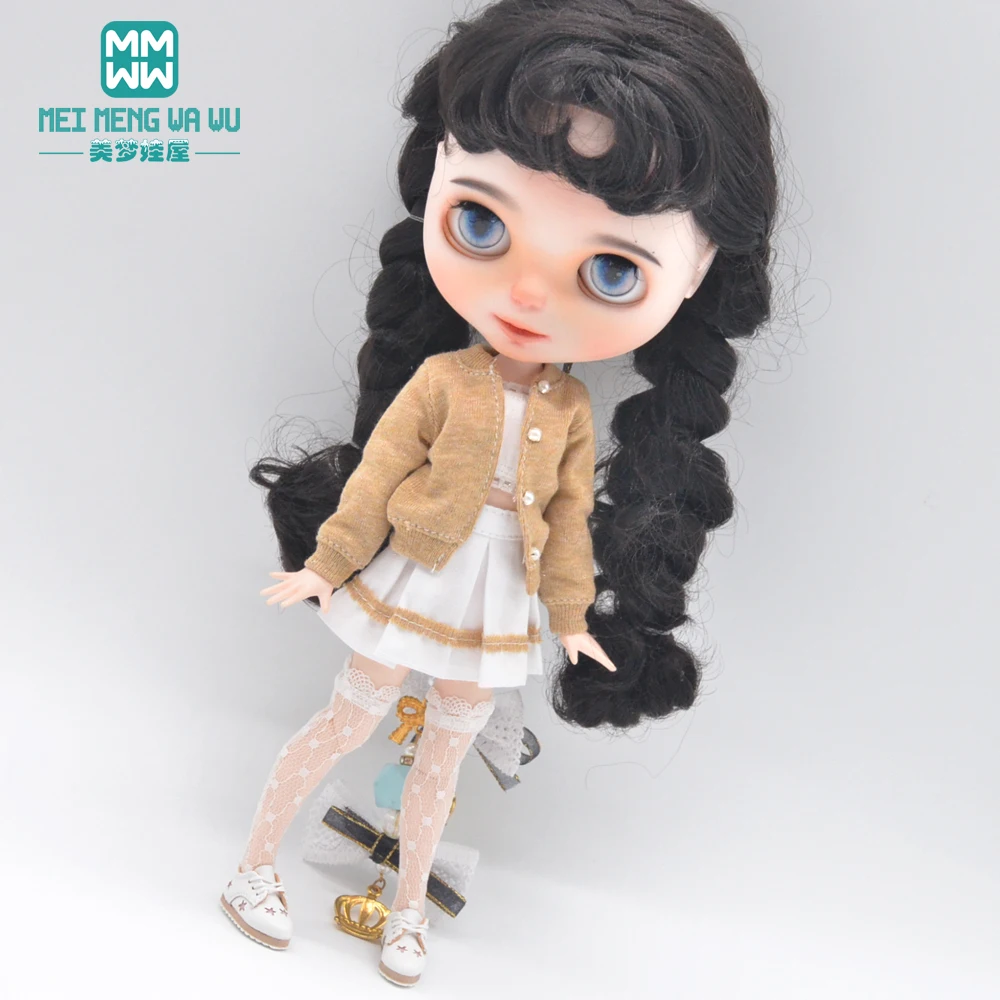 Blyth Doll Clothes Fashion Three-piece Purple Wool Cardigan for Toys Azone OB23 OB24 Doll Accessories