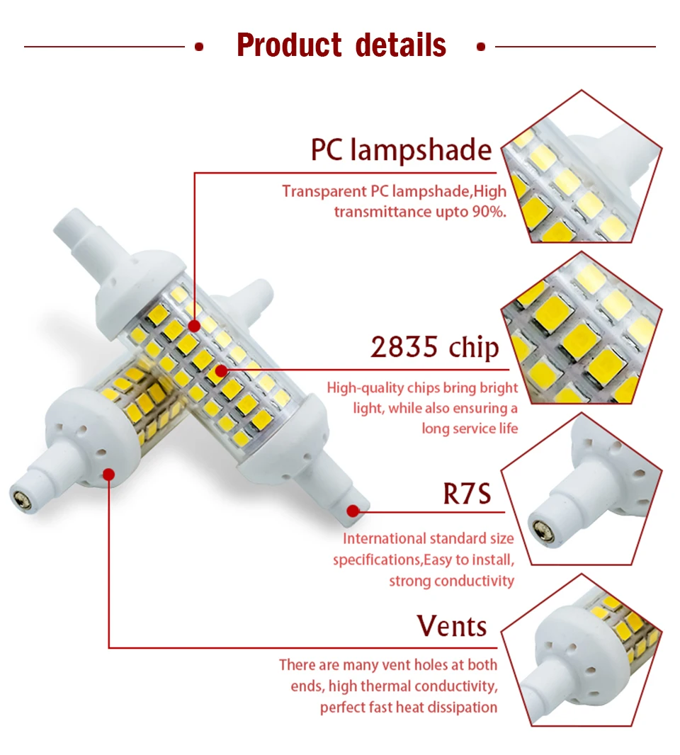 R7S LED 78mm 118mm 135mm Light Bulb 6w 9w 12w SMD 2835 Lampada Led Lamp 220V-240V Corn Light Energy Saving Replace Halogen Light