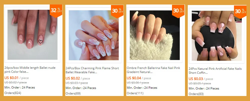 24Pcs Naked Pink French White Side False Nails Short Simple Nail Beauty Press on Fake Nails Full Cover Artificial Nails Tips