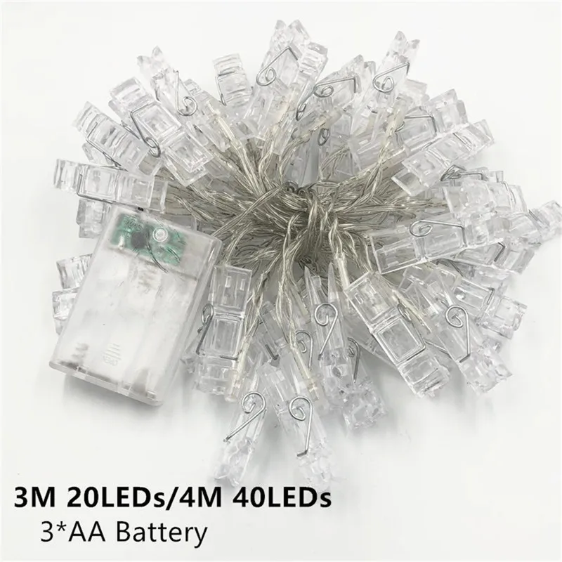 1.5M 3M 6M Photo Clip Holder LED String Lights For Christmas New Year Party Wedding Home Decoration Fairy Lights Battery