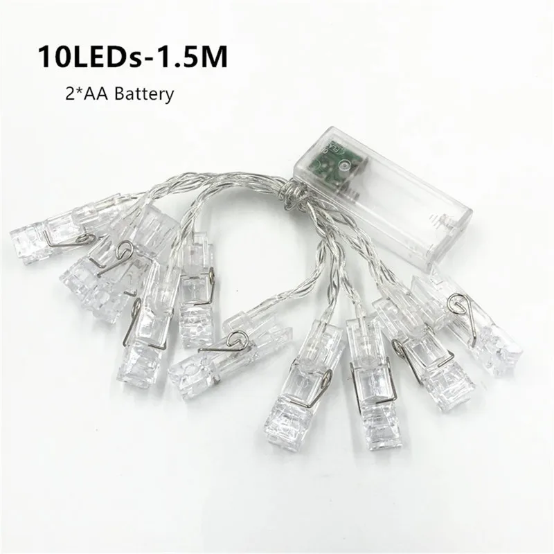 1.5M 3M 6M Photo Clip Holder LED String Lights For Christmas New Year Party Wedding Home Decoration Fairy Lights Battery
