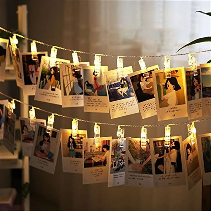 1.5M 3M 6M Photo Clip Holder LED String Lights For Christmas New Year Party Wedding Home Decoration Fairy Lights Battery