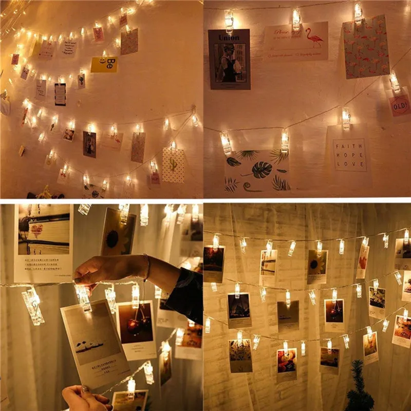 1.5M 3M 6M Photo Clip Holder LED String Lights For Christmas New Year Party Wedding Home Decoration Fairy Lights Battery