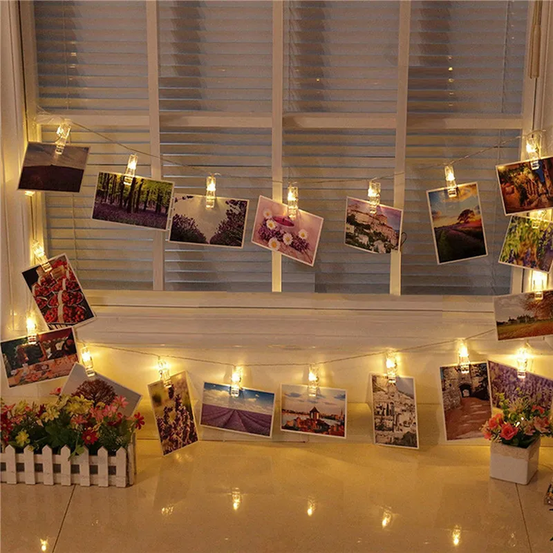1.5M 3M 6M Photo Clip Holder LED String Lights For Christmas New Year Party Wedding Home Decoration Fairy Lights Battery