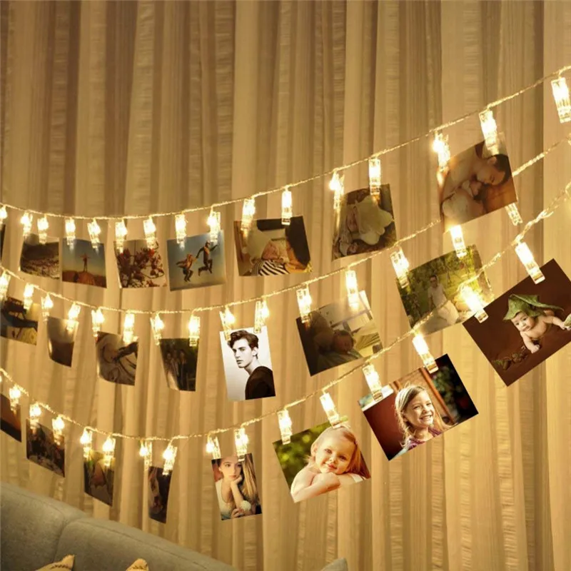 1.5M 3M 6M Photo Clip Holder LED String Lights For Christmas New Year Party Wedding Home Decoration Fairy Lights Battery