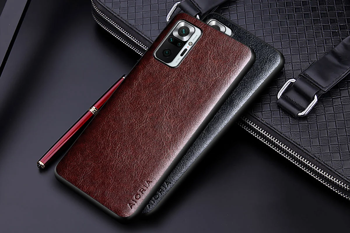 Luxury leather Case for Xiaomi Redmi Note 10 Pro Max 10S 10 Lite 5G Business solid color design cover for redmi note 10s case