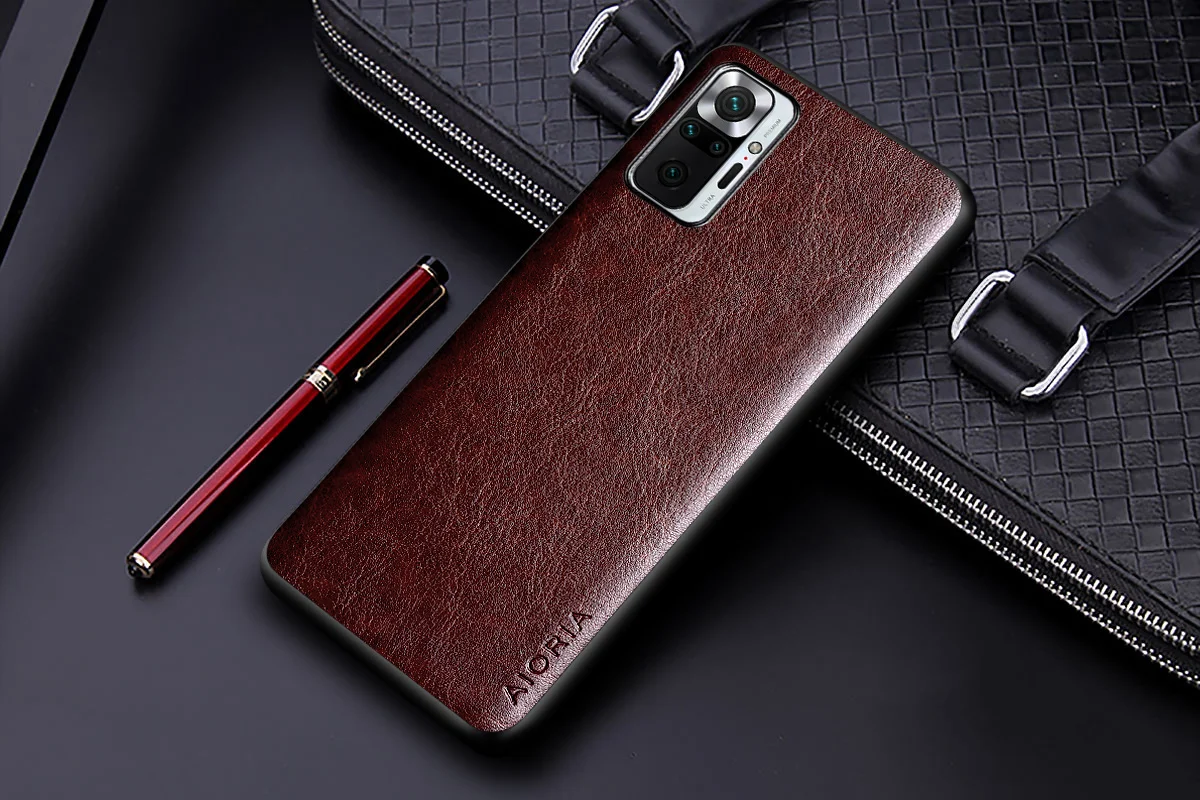 Luxury leather Case for Xiaomi Redmi Note 10 Pro Max 10S 10 Lite 5G Business solid color design cover for redmi note 10s case