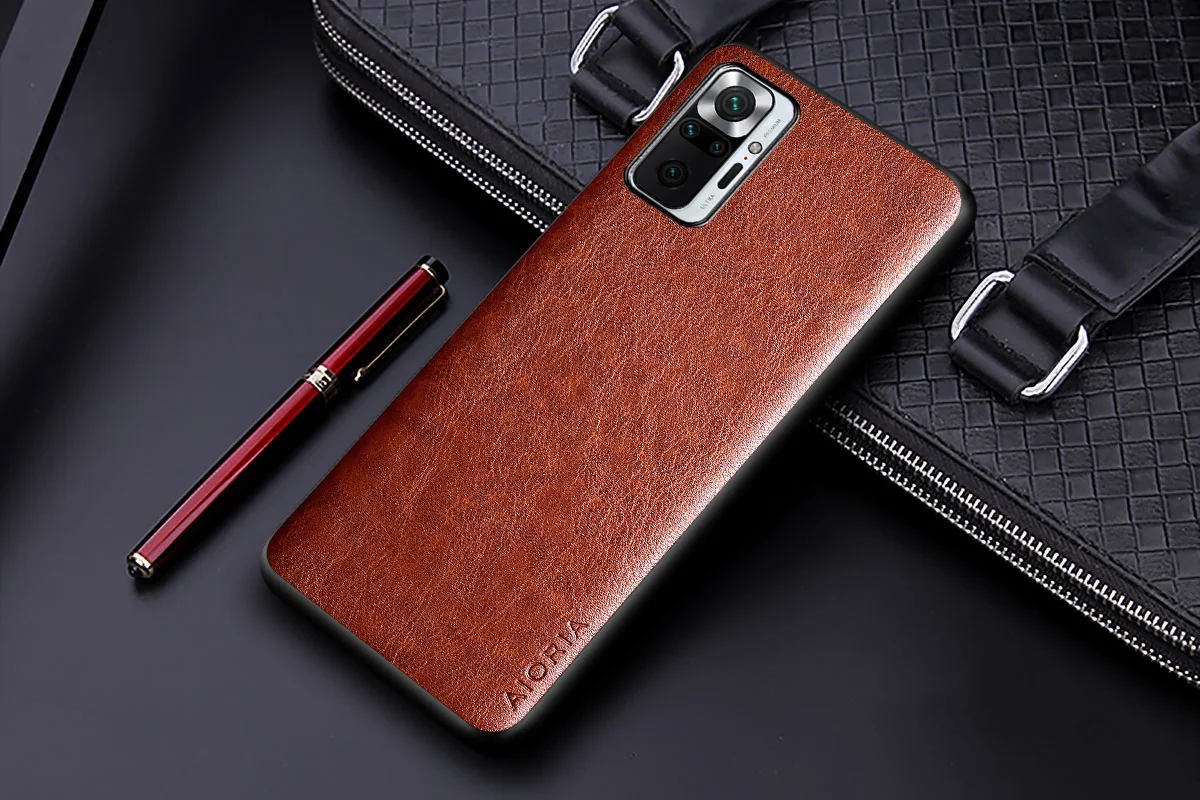 Luxury leather Case for Xiaomi Redmi Note 10 Pro Max 10S 10 Lite 5G Business solid color design cover for redmi note 10s case