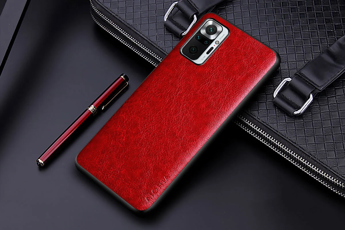 Luxury leather Case for Xiaomi Redmi Note 10 Pro Max 10S 10 Lite 5G Business solid color design cover for redmi note 10s case