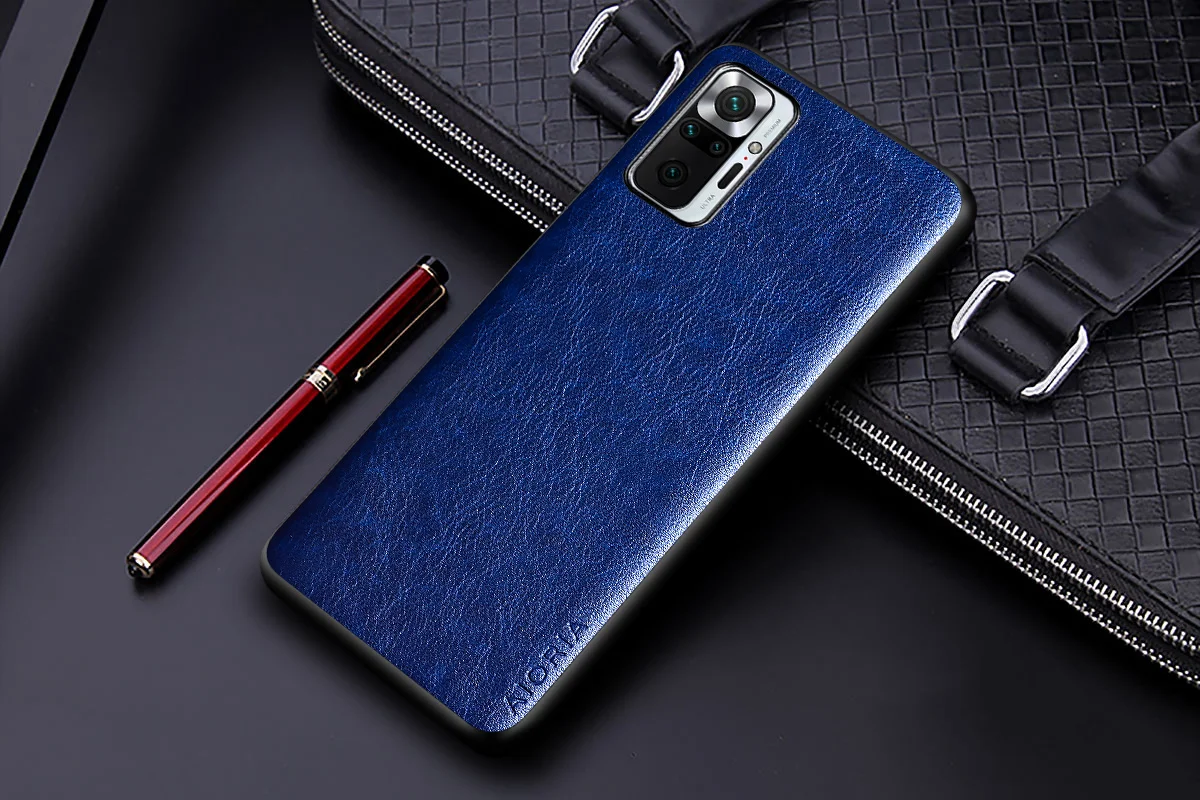 Luxury leather Case for Xiaomi Redmi Note 10 Pro Max 10S 10 Lite 5G Business solid color design cover for redmi note 10s case