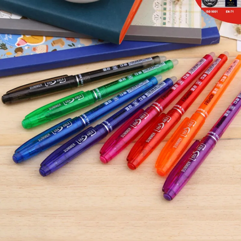 DELVTCH Erasable Gel Pen 0.7mm 0.5mm Bullet Tip Blue Black Red Color Ink Refill Rods Writing Drawing Painting Washable Handle