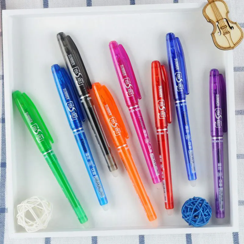 DELVTCH Erasable Gel Pen 0.7mm 0.5mm Bullet Tip Blue Black Red Color Ink Refill Rods Writing Drawing Painting Washable Handle