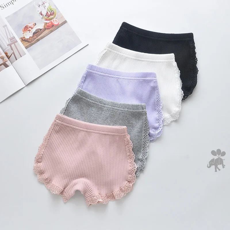 Children's Clothing Summer Girls Three-quarter Pants Little Girls Baby Girls Kids Side Lace Cotton Anti-glare Shorts KF949