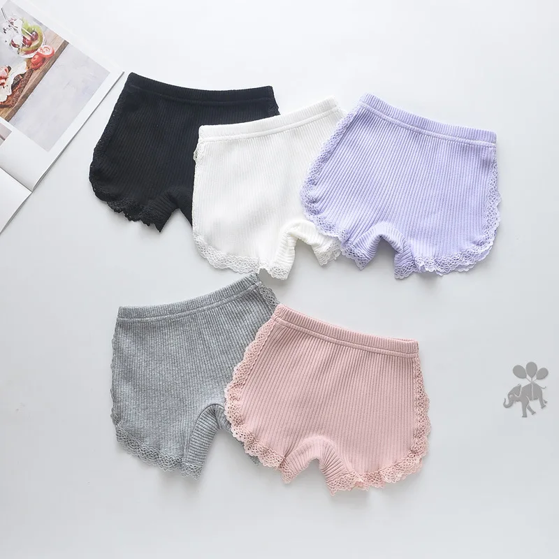 Children's Clothing Summer Girls Three-quarter Pants Little Girls Baby Girls Kids Side Lace Cotton Anti-glare Shorts KF949