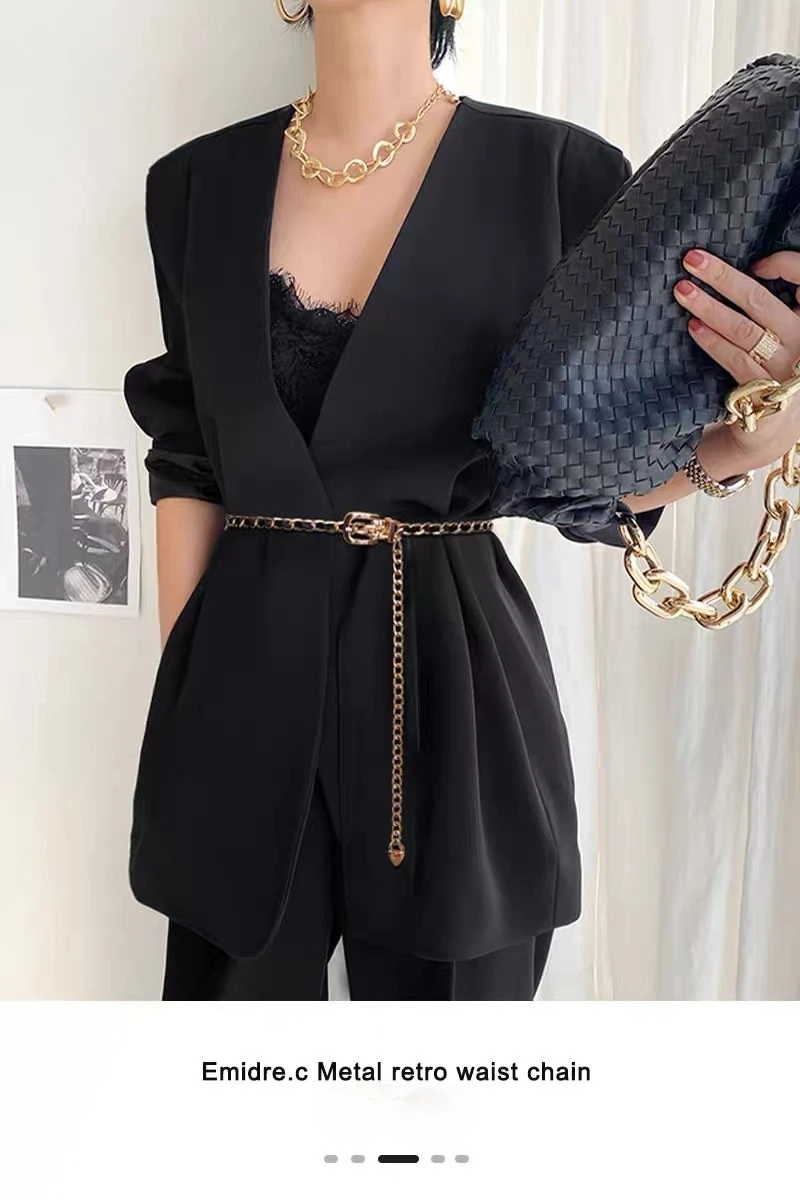 Metal Chain Belts for Women Waistbands Long Tassel for Suitable Jeans Suit Dress Waist Belt Luxury Brand Designer