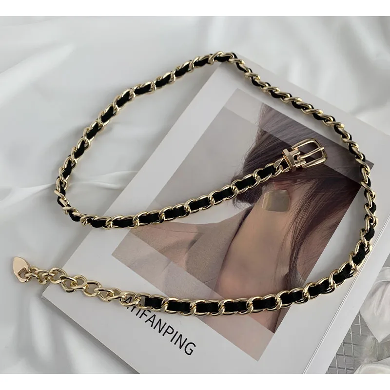 Metal Chain Belts for Women Waistbands Long Tassel for Suitable Jeans Suit Dress Waist Belt Luxury Brand Designer