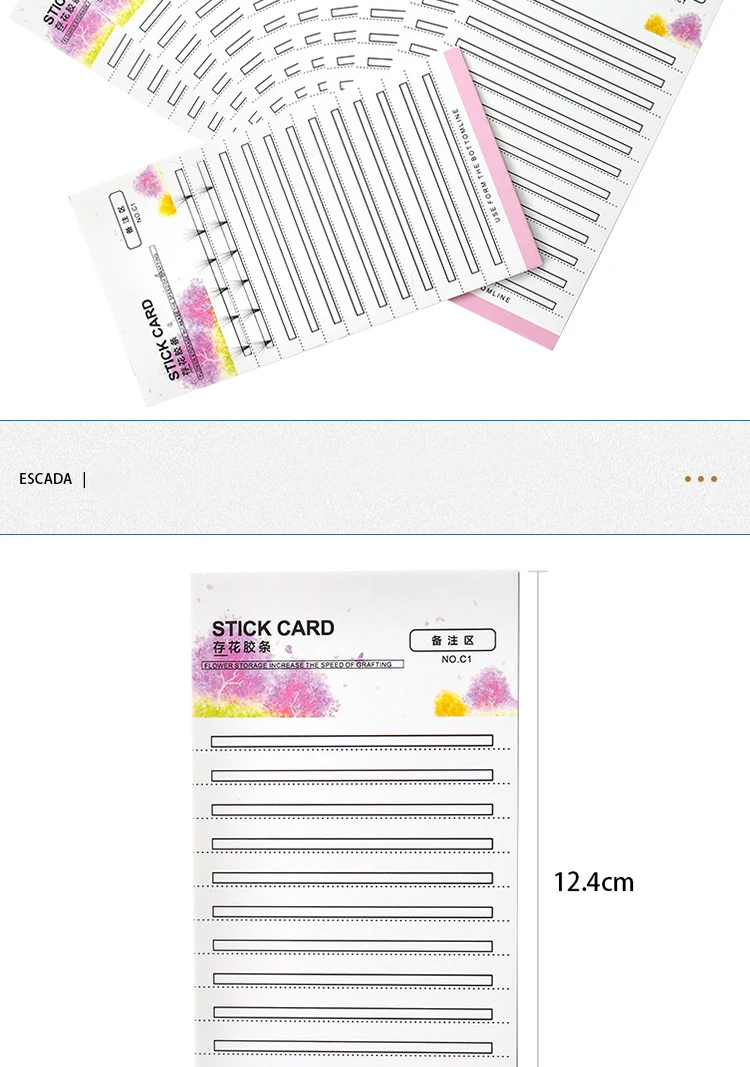 10Pcs Grafting Blossom Stick Eyelash Extension Storage Card Grafted Premade Fans Volume Lash Sticky Strip Tape False Eyelashes