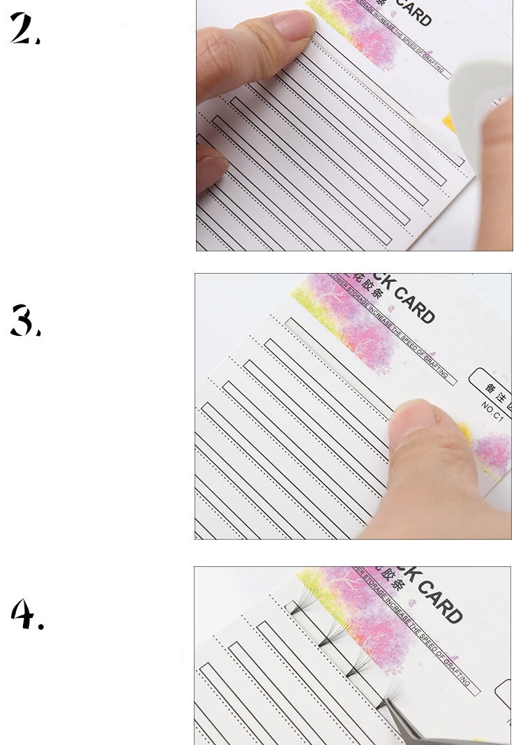 10Pcs Grafting Blossom Stick Eyelash Extension Storage Card Grafted Premade Fans Volume Lash Sticky Strip Tape False Eyelashes
