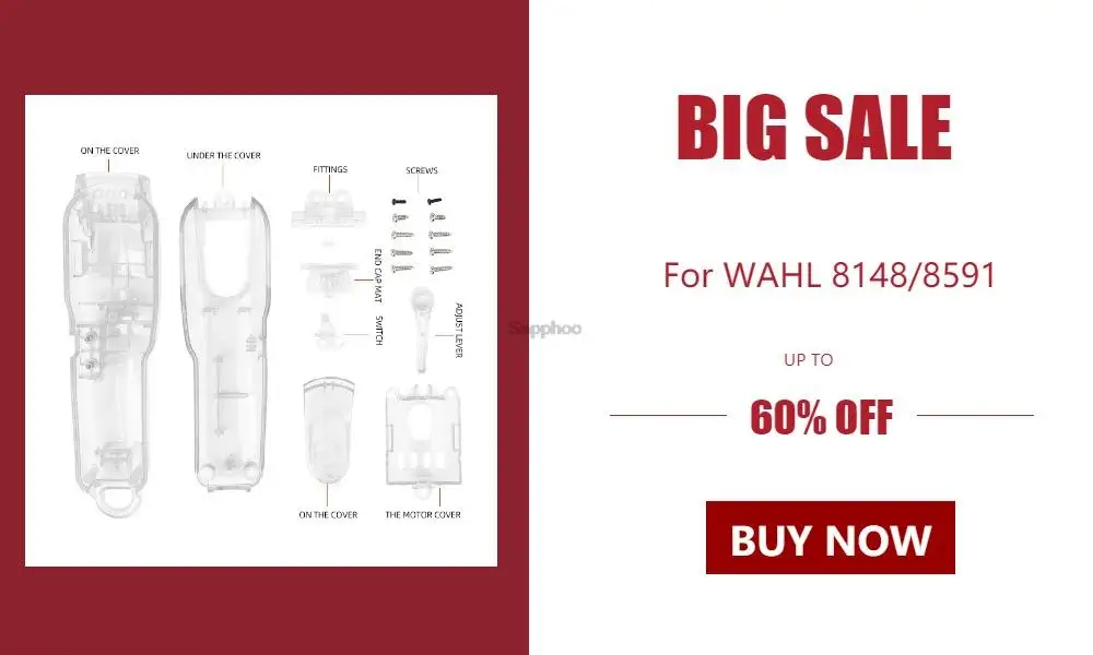 For WAHL 8148/8591 Electric Hair Clippers Accessories DIY Modification Shell Black Outer Cover G0407